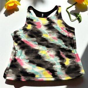 Ideology Black, Pink, Yellow & White Racerback Workout‎ Tank Top XXL NWT